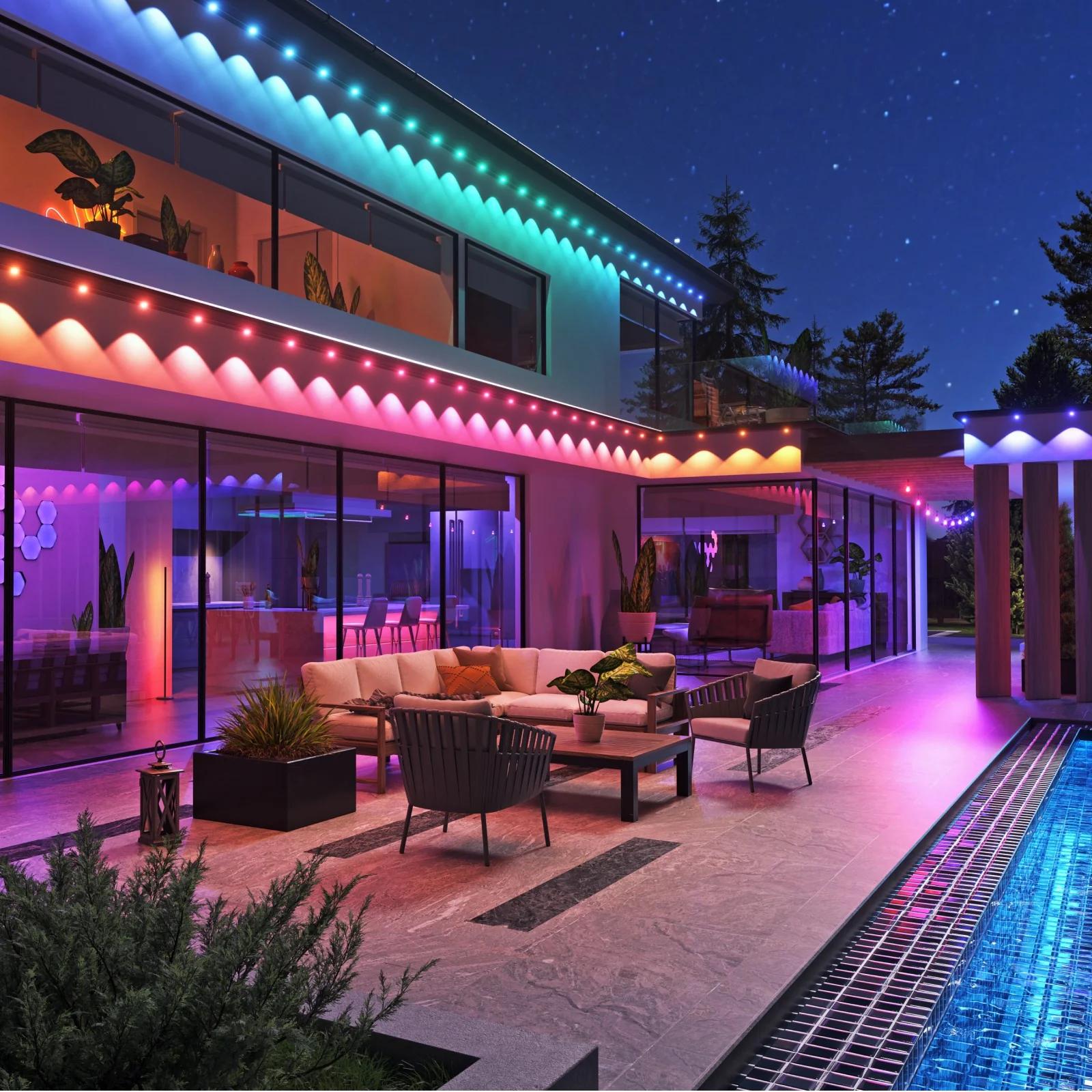 Matter Smart Multicolor Permanent Outdoor Lights Smarter Kit with Side Clips 50ft (15m) - Image 5